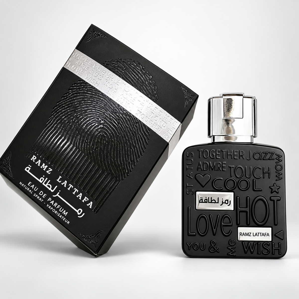 Ramz Silver fragrance bottle and packaging